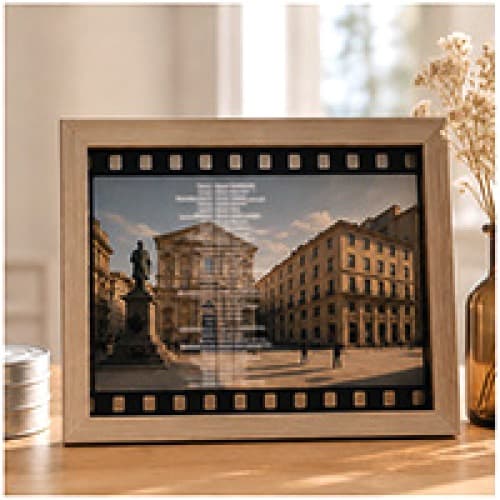 B - Un fotogramma di pellicola 16mm con il tuo nome + A