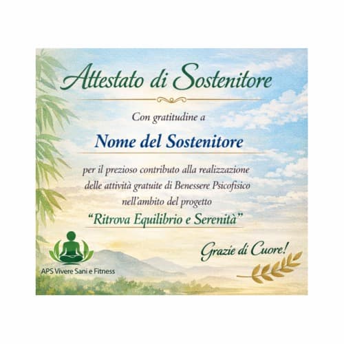 Attestato di Sostenitore del Progetto