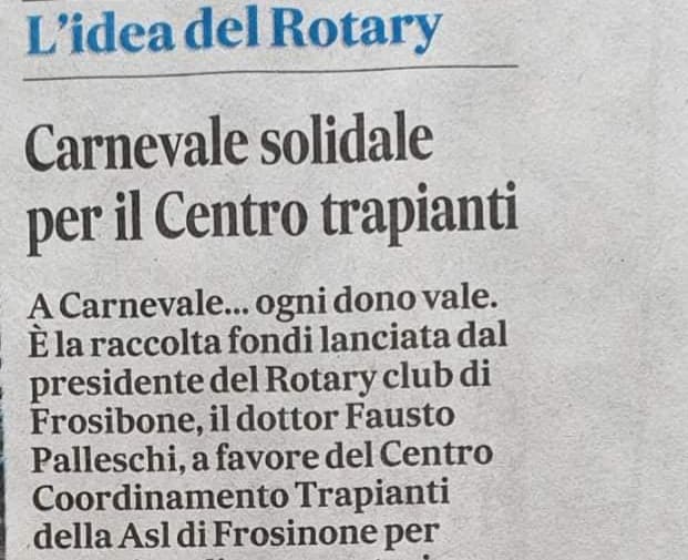 Anche dopo CARNEVALE...ogni dono vale! di Rotary Club Frosinone Anche dopo CARNEVALE...ogni dono vale!-Rotary Club Frosinone