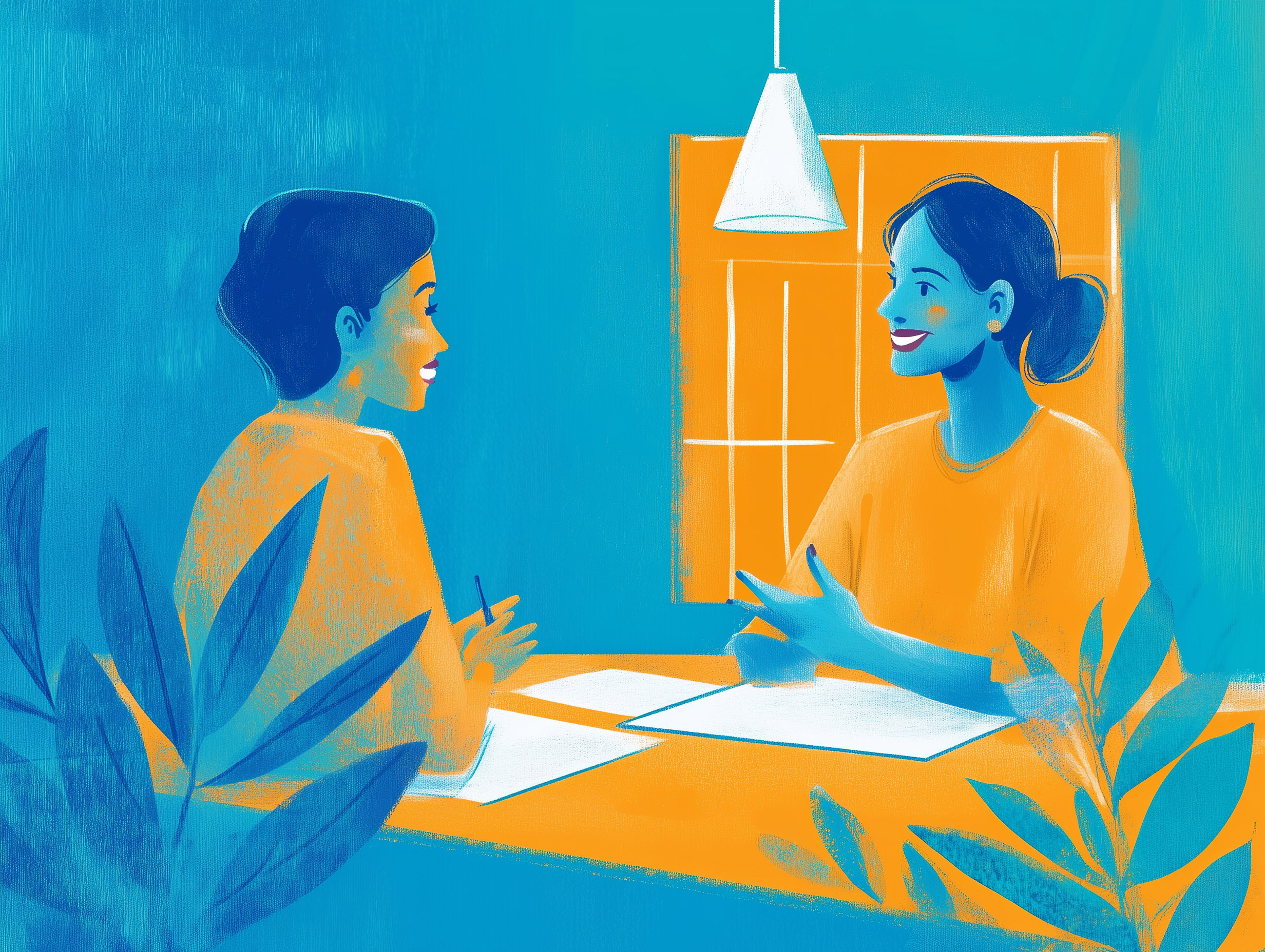 starflash_camera_a_woman_and_a_man_talking_gentle_smiling