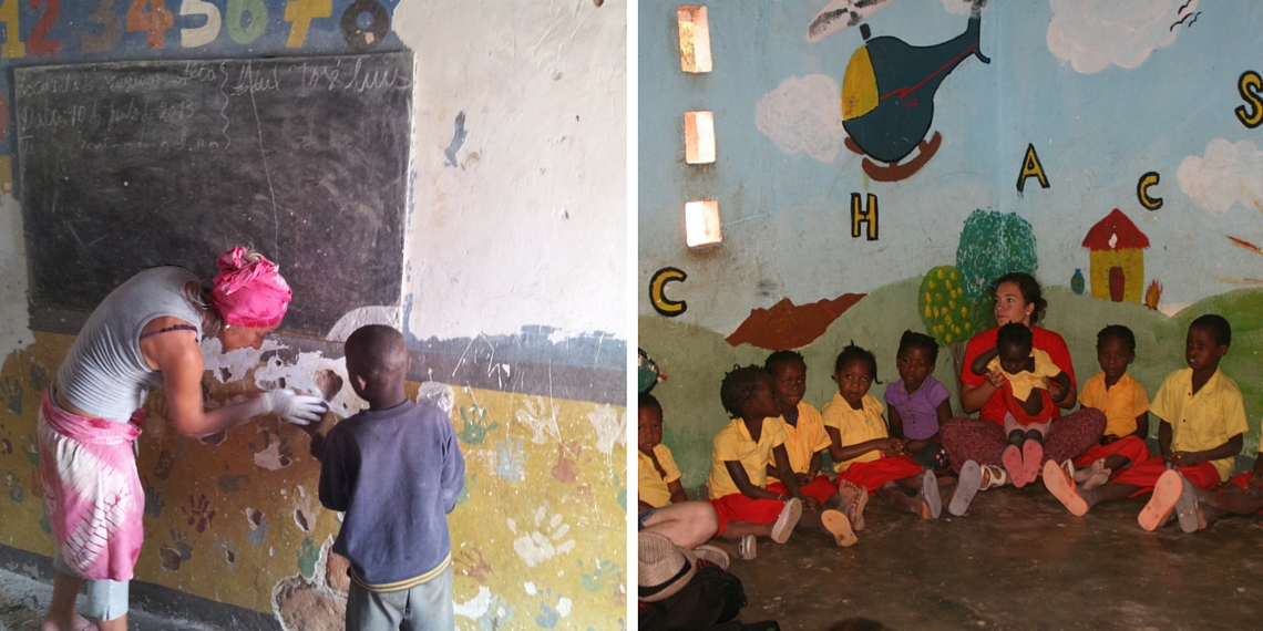 I volontari di HUMANA all'asilo Volontari all'asilo di Muzuane Alta