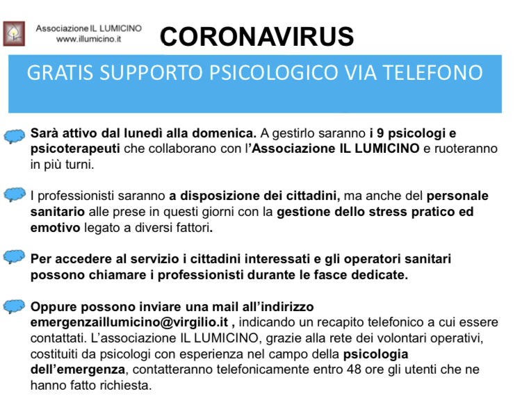 Coronavirus: Psicologi contro la paura di IL LUMICINO Coronavirus: Psicologi contro la paura-IL LUMICINO