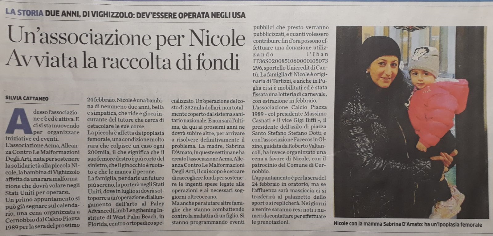 Dona una speranza alla piccola Nicole-ACMA ONLUS 