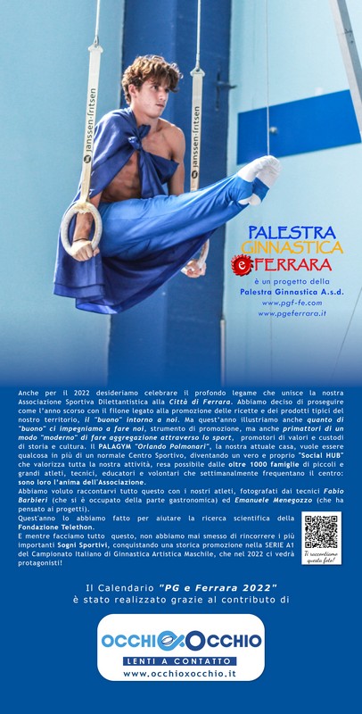 Calendario PGF 2022 per Telethon-Palestra Ginnastica Ferrara a.s.d.