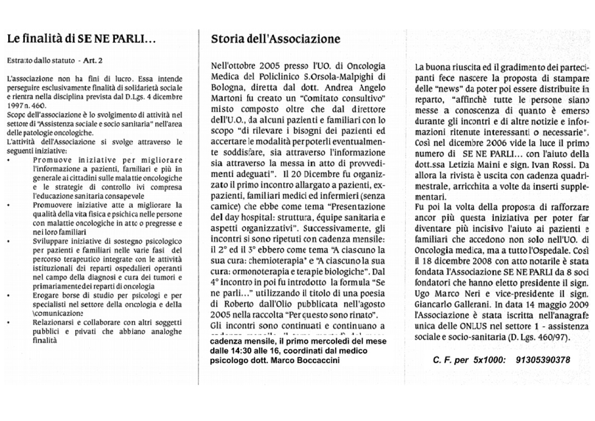 Sostegno psicologico a malati oncologici-Seneparli