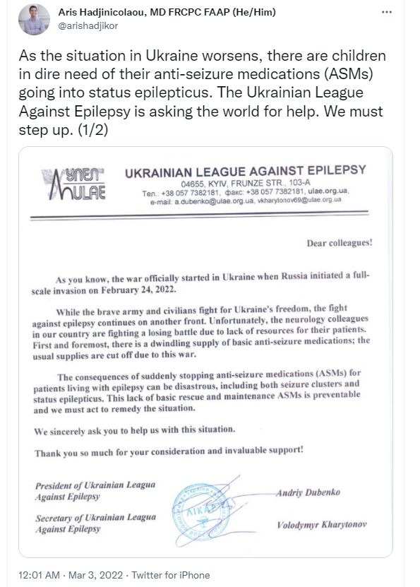 UCRAINA: EMERGENZA EPILESSIA-Associazione San Valentino OdV